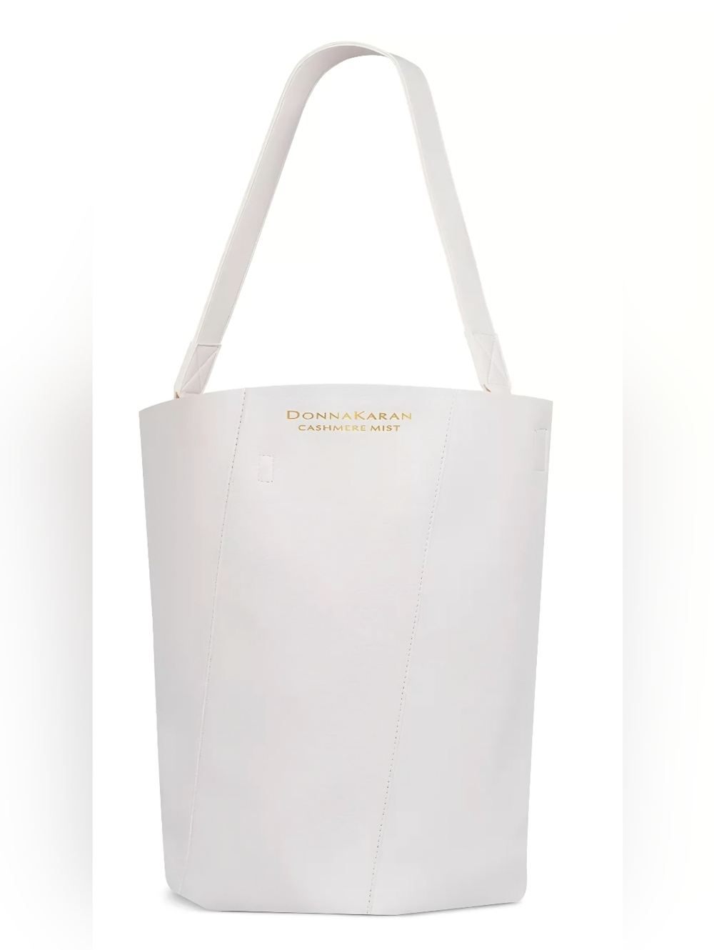Donna Karan Cashmere Mist Large Bucket Tote Bag Faux Leather Cream
